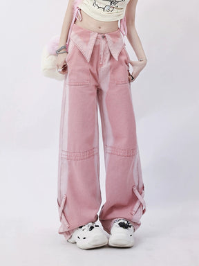 Pink Denim Loose Pants