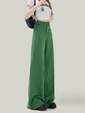 Vintage Green High Waisted Loose Fit Jeans