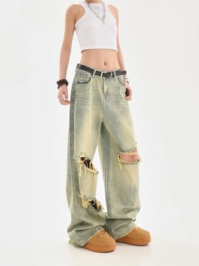 Vintage Straight High Waist Loose Ripped Jeans