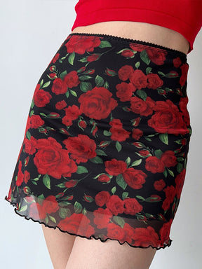 Chiffon Rose Pattern Skirt