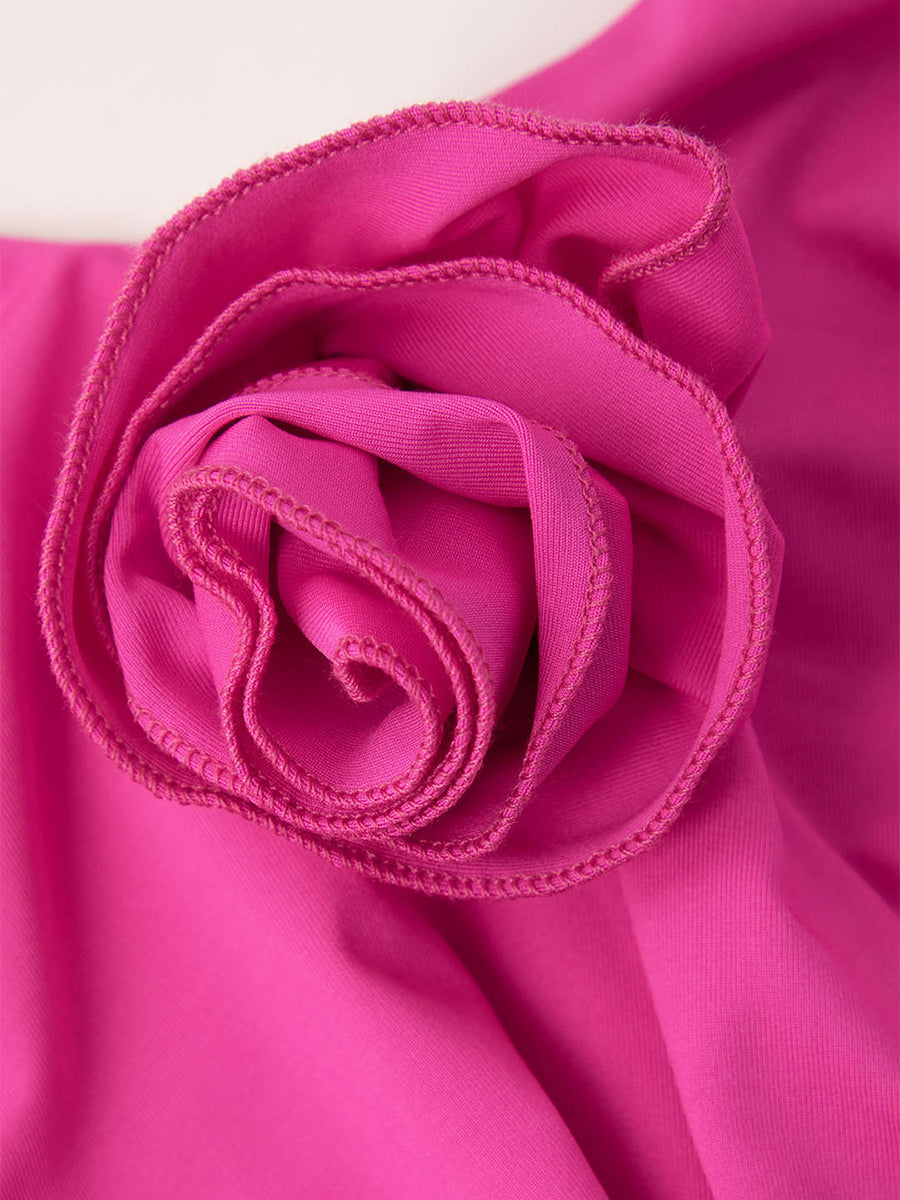 Rose Flower Backless Halter Dress