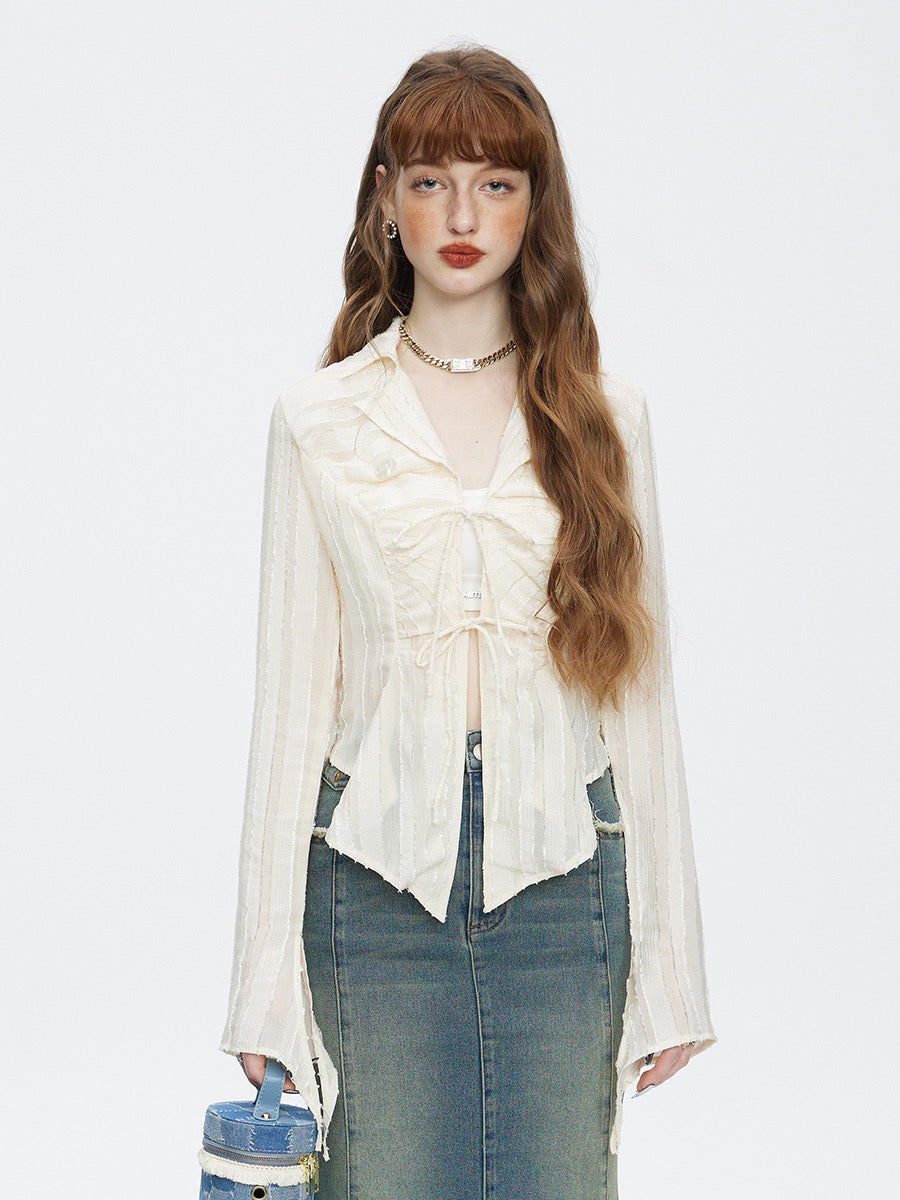 Chiffon Tied Slim Shirt Top