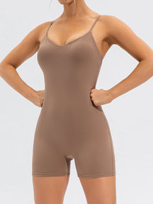 Plain Backless Straps Unitards Skin-Friendly Sleeveless Romper