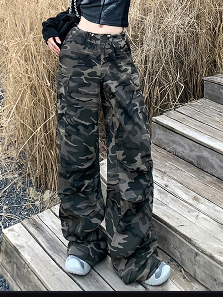 Casual Self-tie Drawstring Loose Fit Cargo Pants