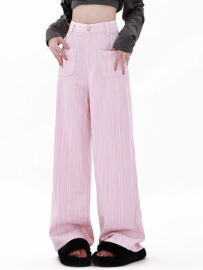 Casual Loose Fit Pink Straight Leg Pants