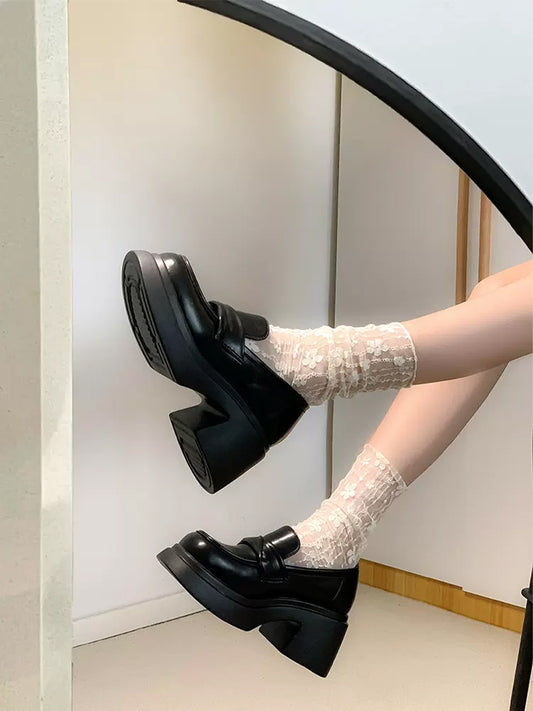Solid Color Ankle Strap Platform Pumps