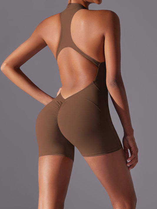 Plain Backless Straps Unitards Skin-Friendly Sleeveless Romper