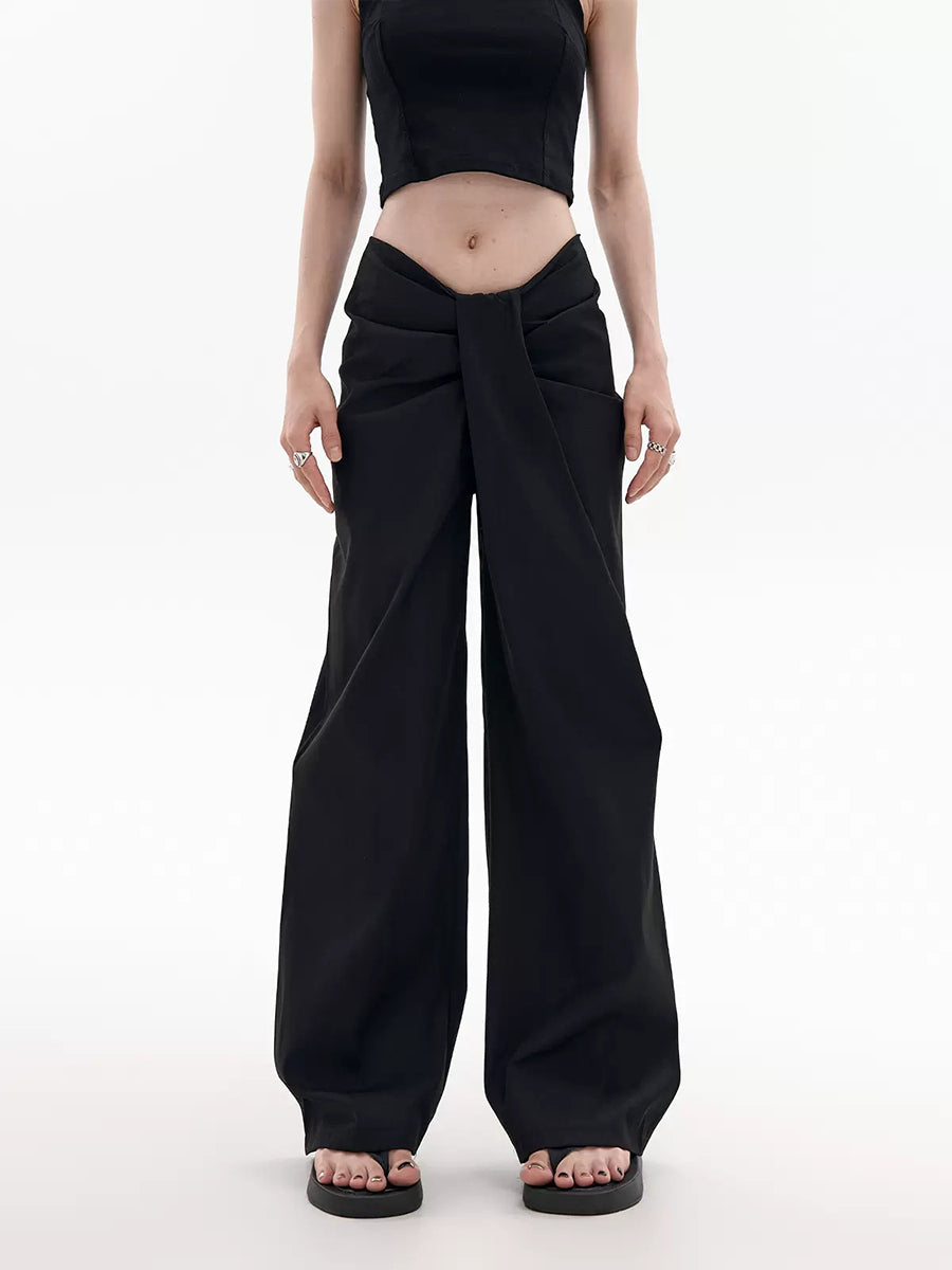 Solid Color Irregular Design Casual Pants