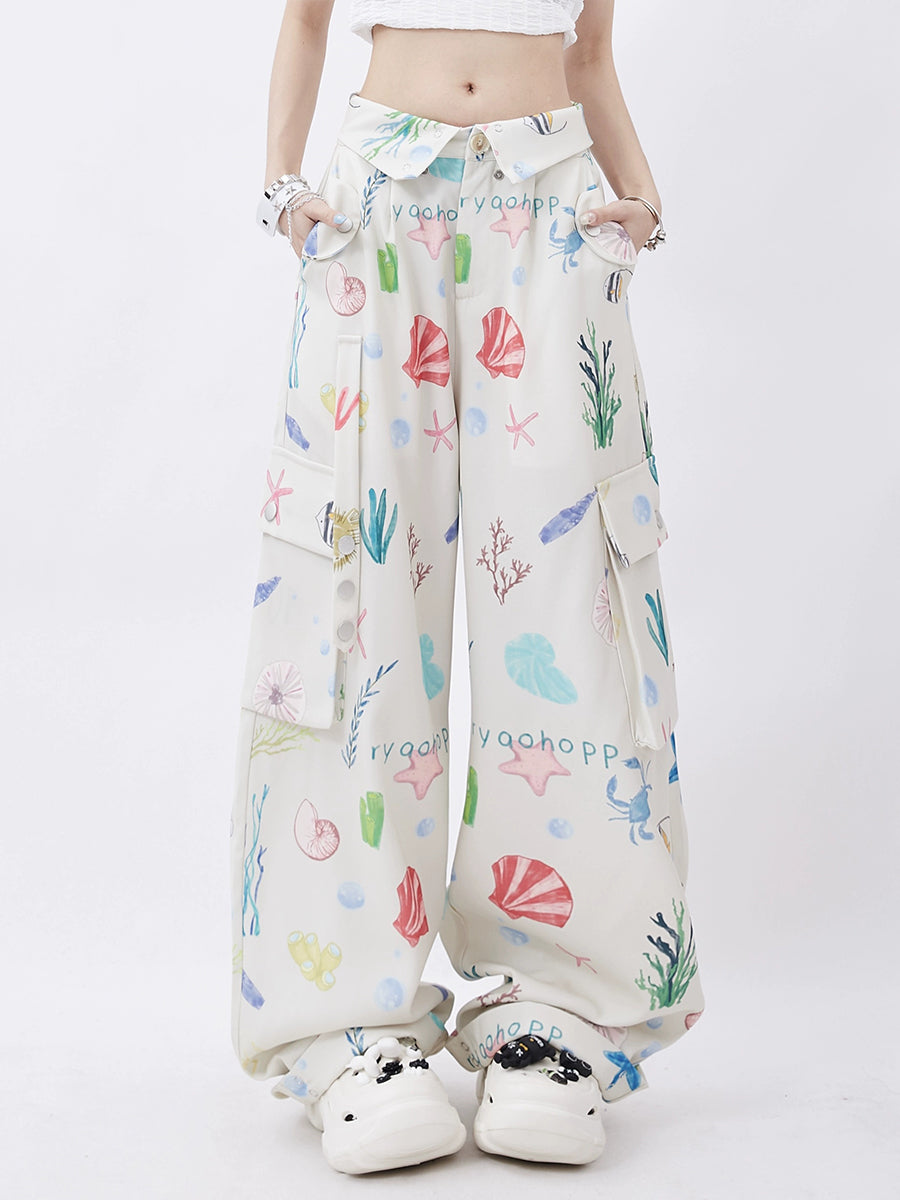 Cartoon Patterned Loose Fit Casual Pants