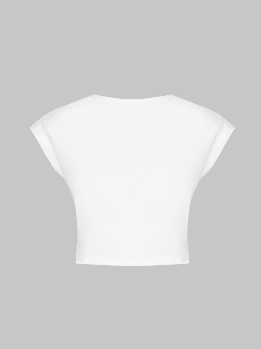 Solid Color Stretchy Short Sleeve Crop Top