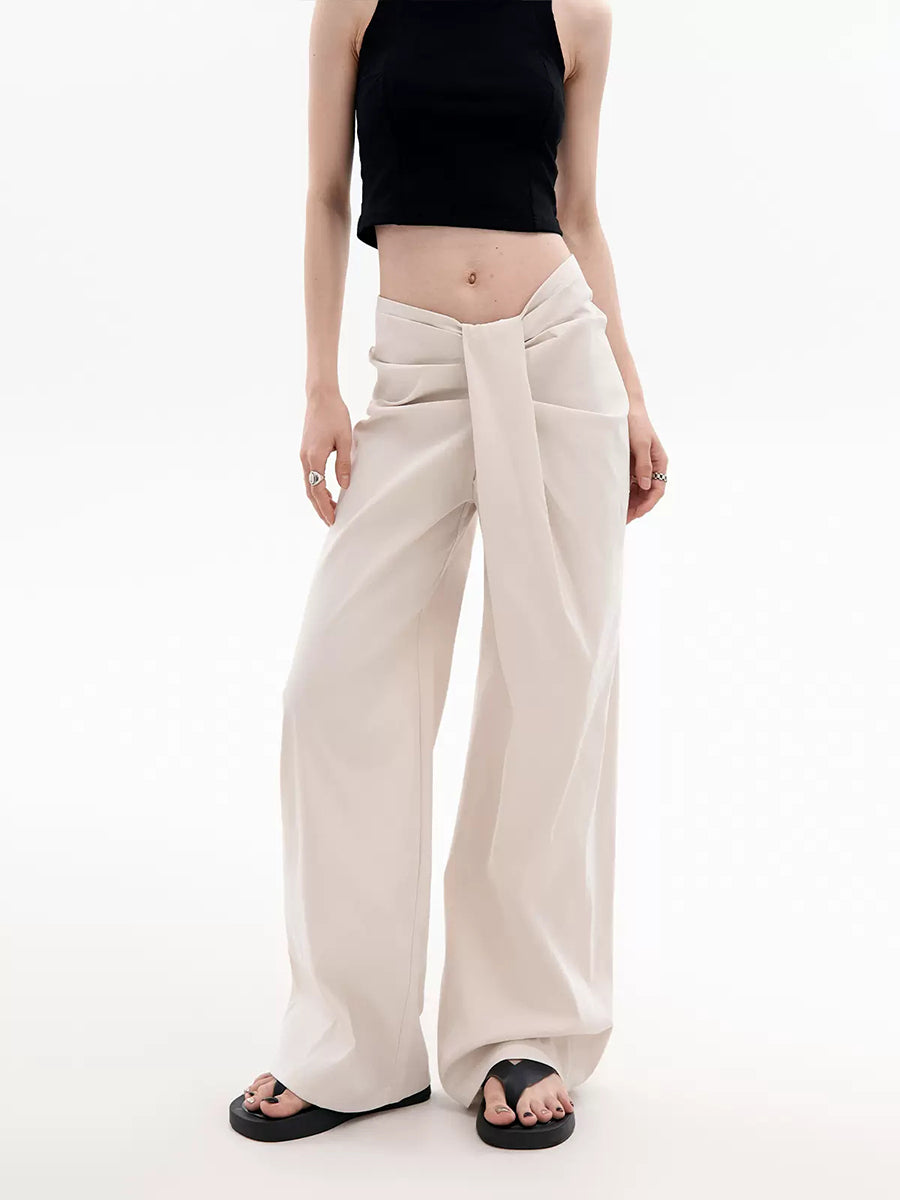 Solid Color Irregular Design Casual Pants