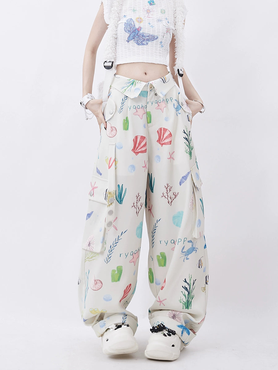 Cartoon Patterned Loose Fit Casual Pants