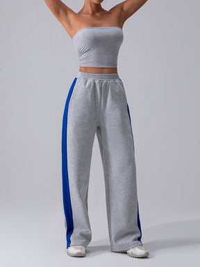 2pcs Strapless Top Sports Sweatpants Sports Set Workout Set Women Gym Wear