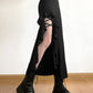 Black Slim Irregular Hem Midi Skirt