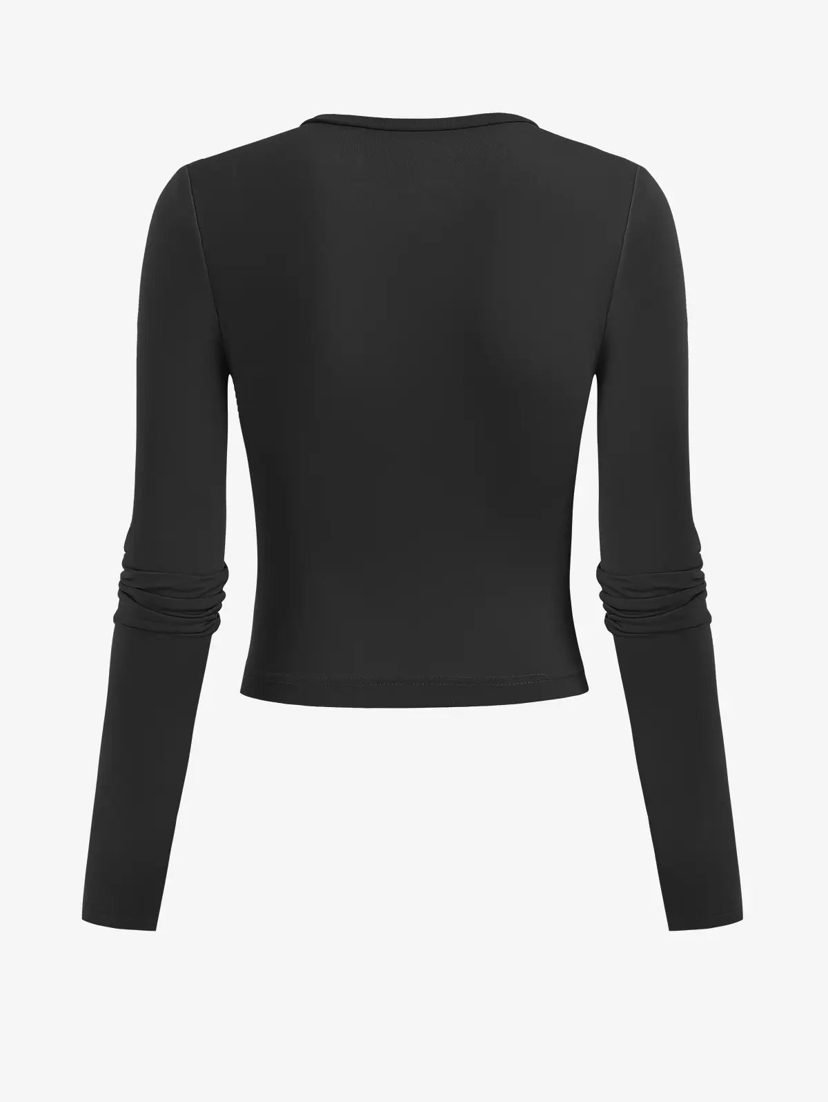 Solid Color Slim Round Collar Long Sleeves Top