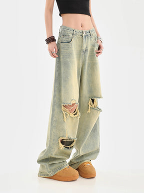 Vintage Straight High Waist Loose Ripped Jeans