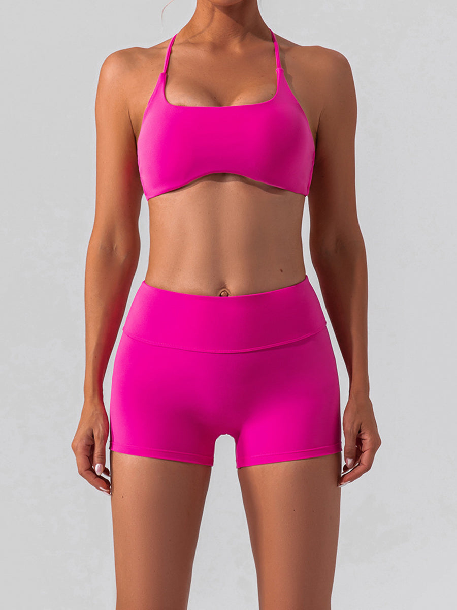 Solid Color Running Shorts for Womens Causal Tummy Control Workout Shorts High Waisted Yoga Capris Shorts