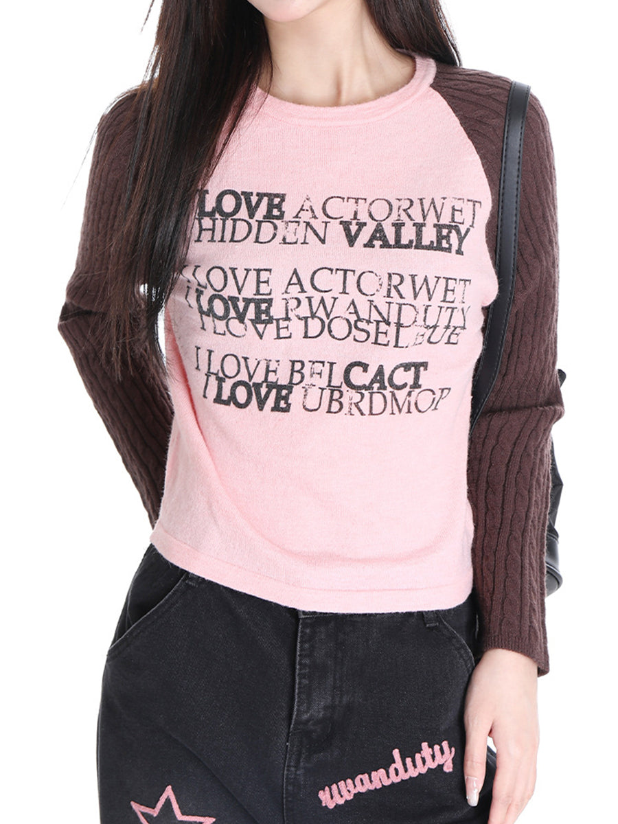 Premium Colorblocking Short High Waist Long Sleeve Knit Sweater Sweater Top