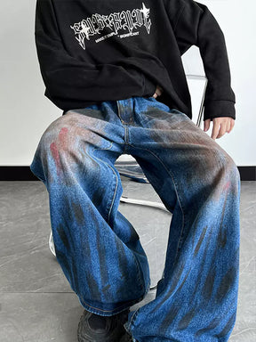 Vintage Tie-Dye Blue Loose Jeans