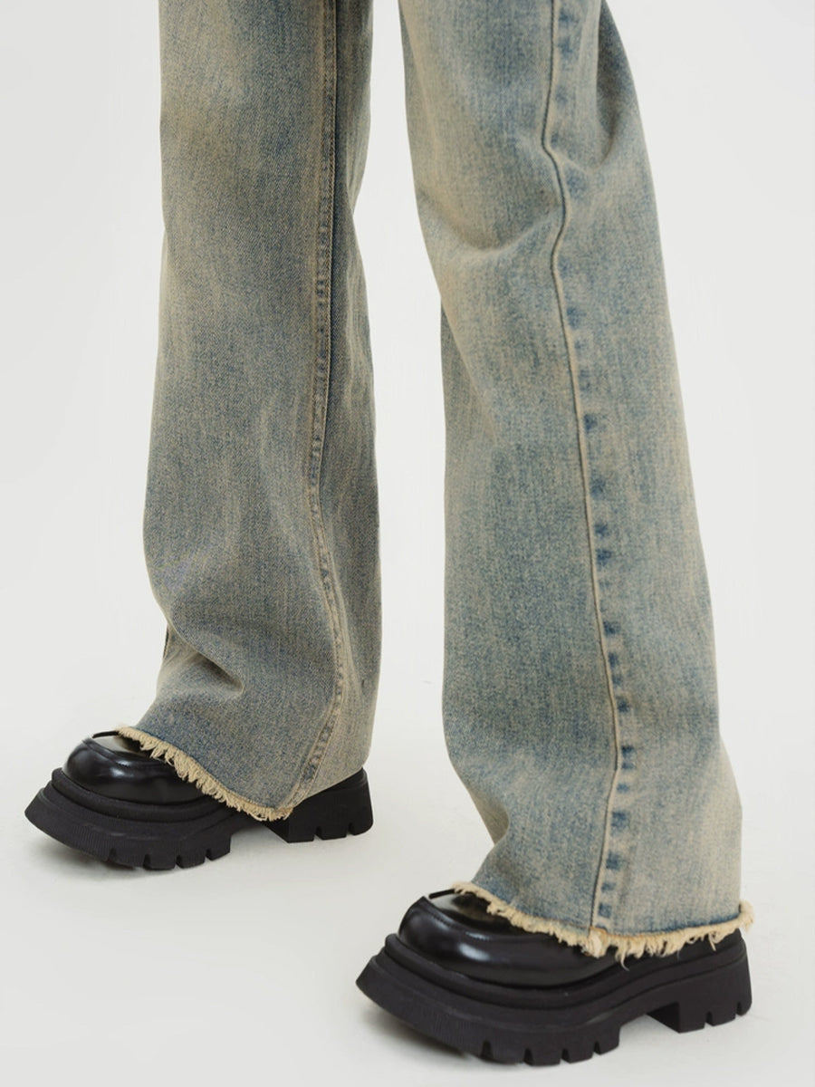 Blue Zipper Loose Fit Jeans