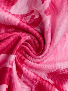 Pink Printed and Floral Halter Dress