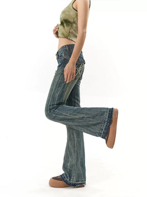 Solid Color High Waisted Denim Stretchy Flared Jeans