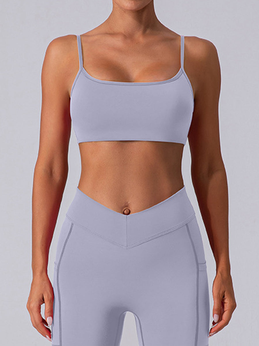 2pcs Sleeveless Cami Skin-Friendly Sports Set Workout Set Fitness Yoga Suit with Chest Pads