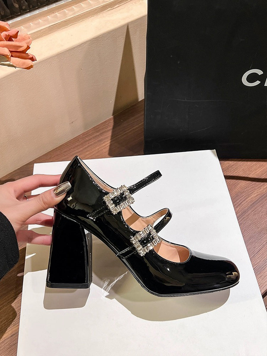 Chunky Heeled Ankle Strap Mary Jane Pumps Shoes