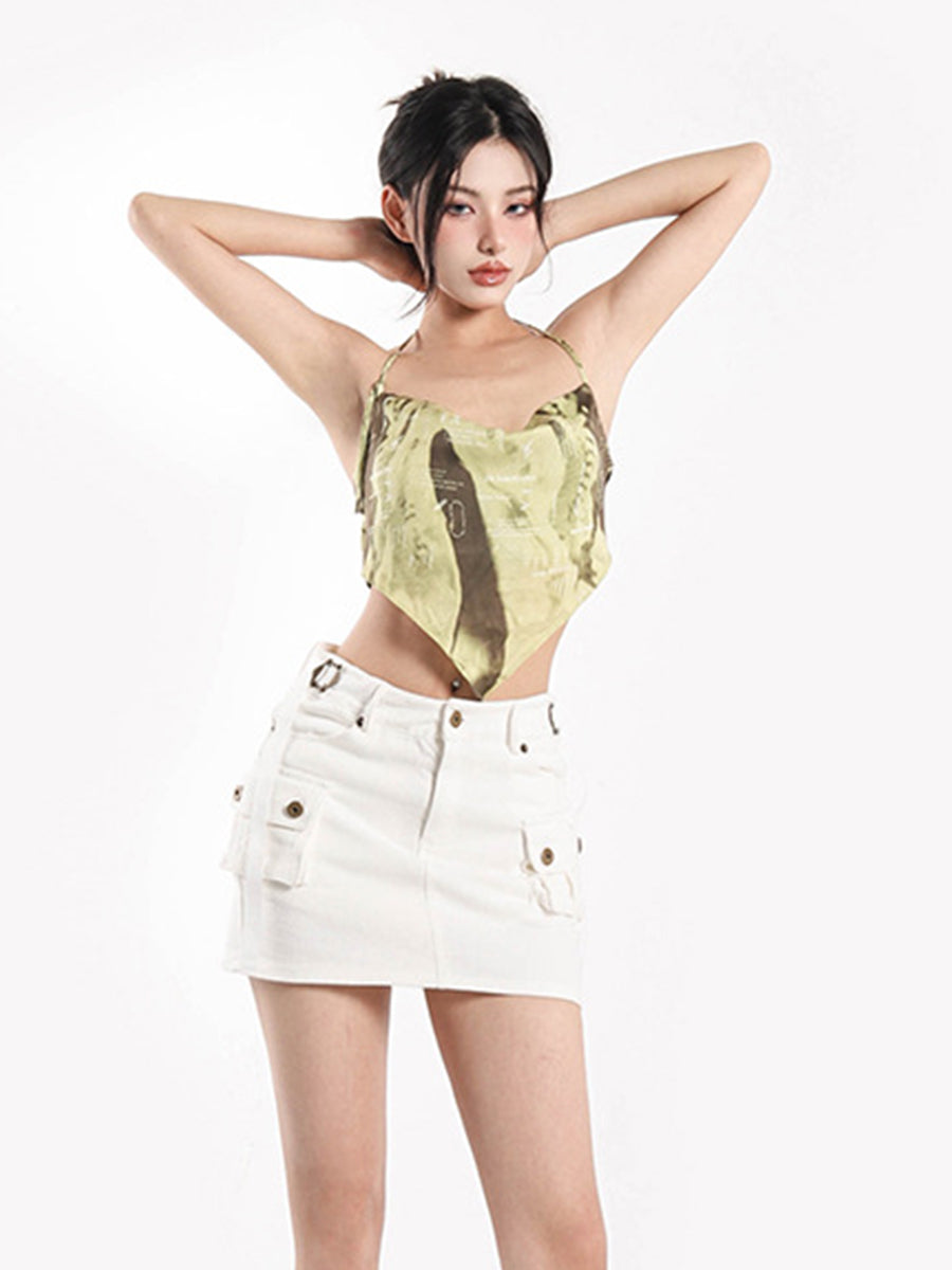 Irregular Square Halter Top