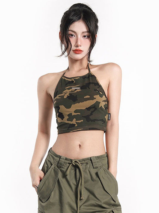 Camouflage Backless Camisole Top