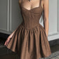 Brown Vintage Fluffy Cami Dress