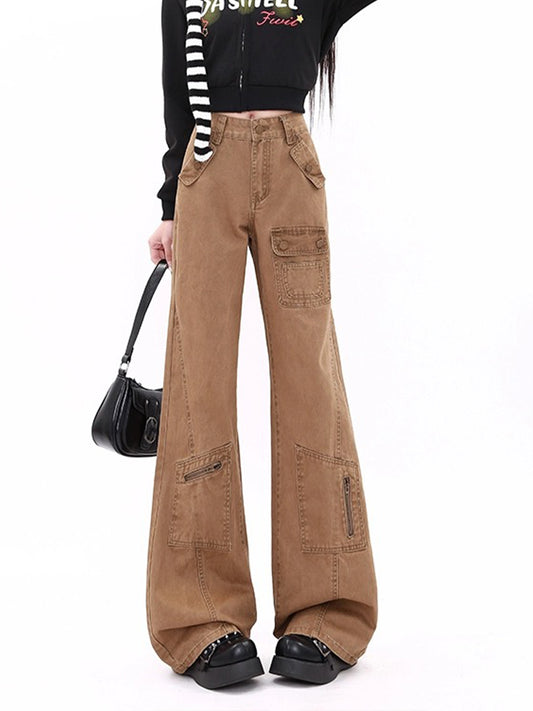 Zipper Pocket Loose Fit Denim Jeans