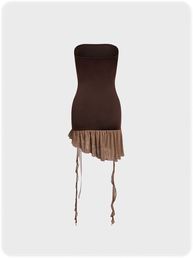 Brown Tie-up Dress Mini Dress