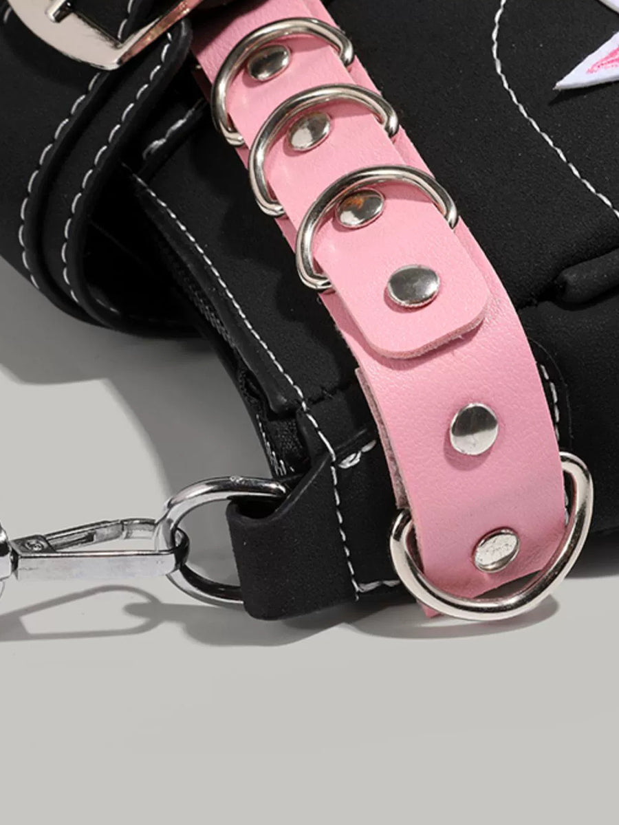 PU Leather Y2K Pink and Black Bag
