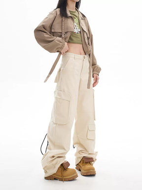 High Waisted Loose Casual Wide Leg Cargo Pants