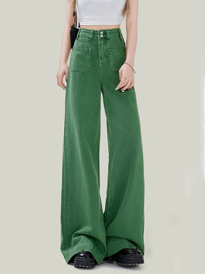 Vintage Green High Waisted Loose Fit Jeans