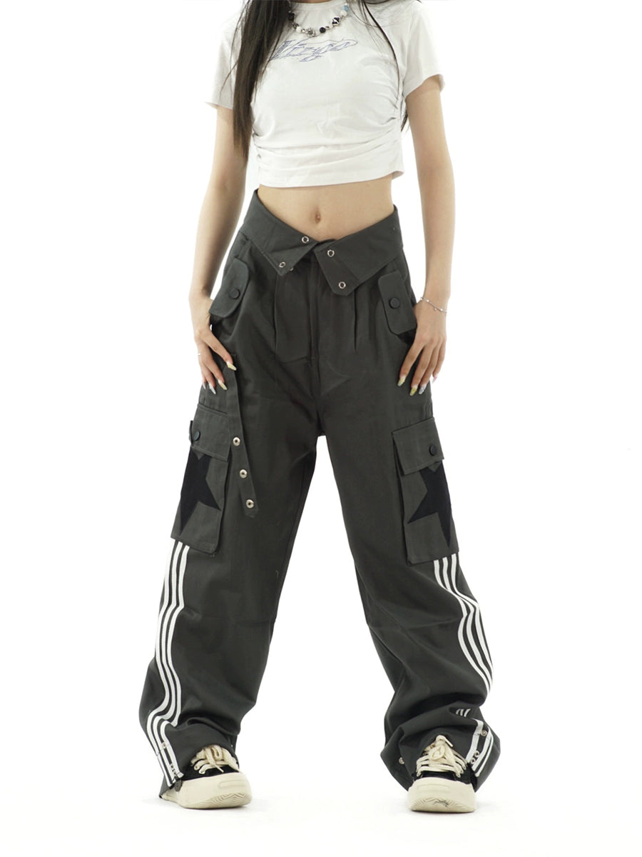 Big Pocket Star Pattern Casual Pants