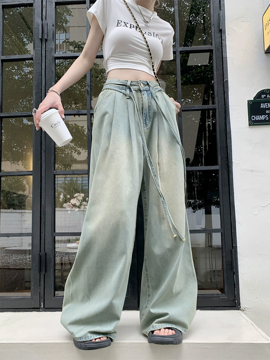 Vintage Light Blue Long Loose Fit Denim Jeans