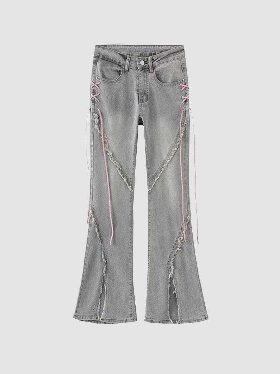 Blue Split Hem Denim Jeans