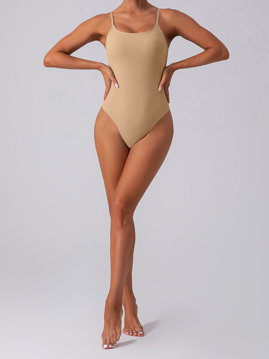 Oversized Solid Color Backless Spaghetti Strap Onesie Bodysuit