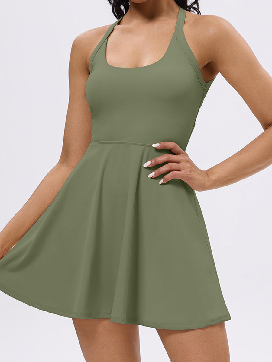 Women Summer Short Romper Dress Tennis Active Sports with Boy Shorts Underwear