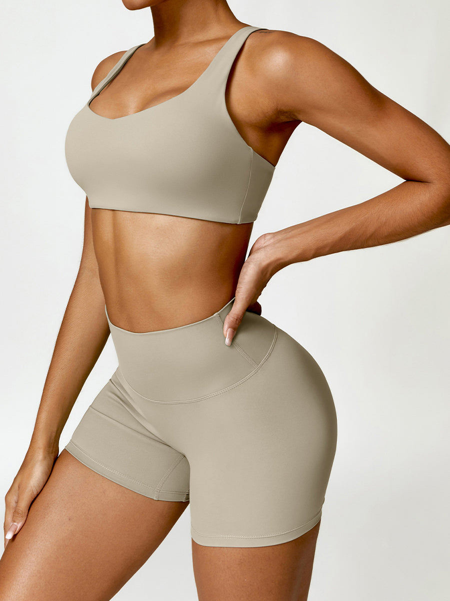 2Pcs Running Shorts Set for Womens Tank Causal Tummy Control Workout Shorts