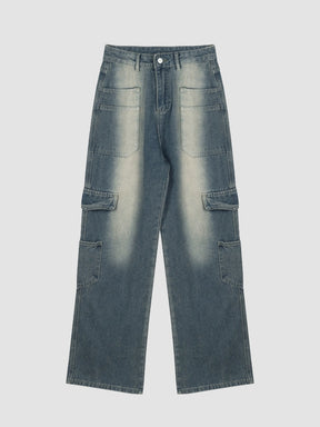 Vintage Large Pocket Straight Leg Denim Jeans
