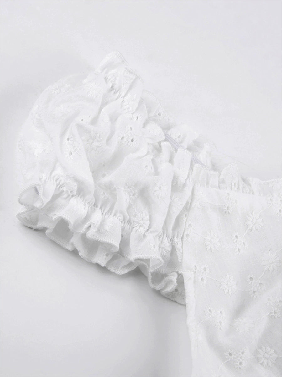 Pure White Lace Short Sleeve Top