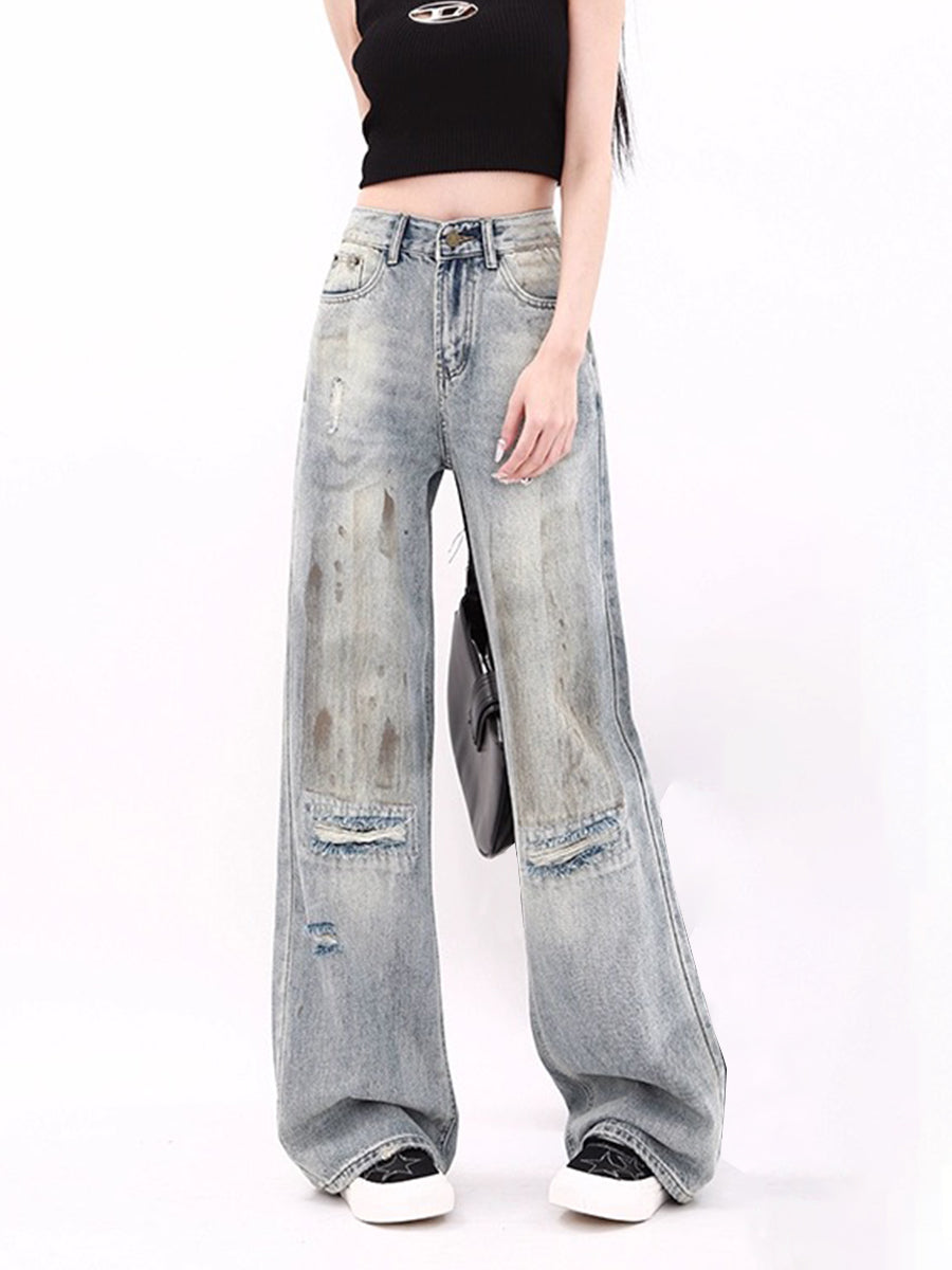 Vintage Loose Ripped Denim Jeans