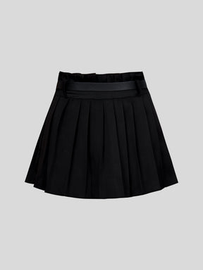 Fake Two Piece Top + Pleated Skirt Set
