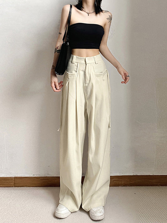 Lace-up Pockets Casual Pants