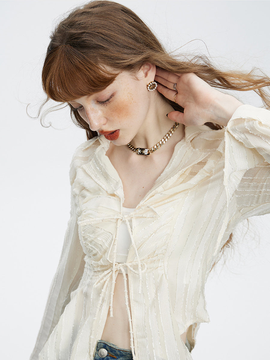 Chiffon Tied Slim Shirt Top