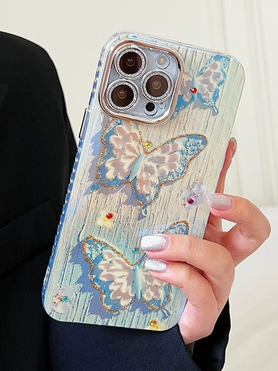 Blue Pink Glitter Butterfly Phone Case