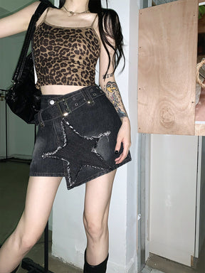 Slim Fit Stars Skirt with Belt